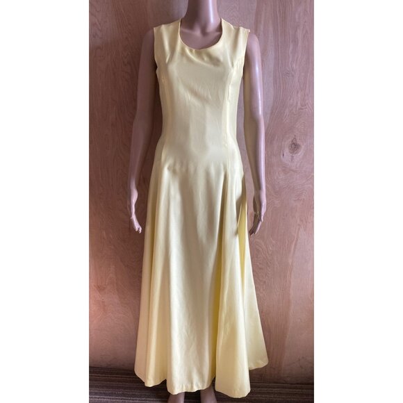 1960s Polyester Handmade Yellow Maxi Dress Sheer Floral Overlay Sz S Cottagecore - Picture 2 of 16